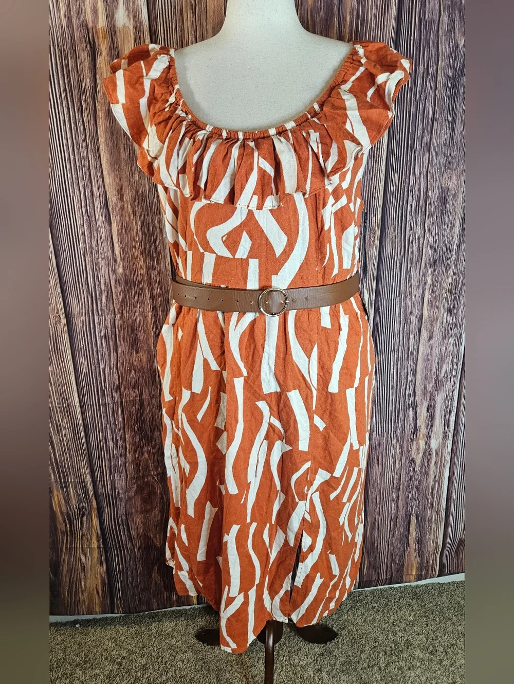 NWT Ava & Viv Linen Blend Ruffle Midi Dress Plus Size 2X - Picture 12 of 13